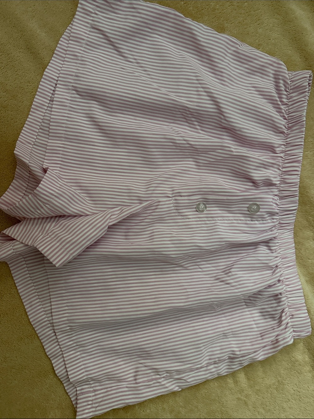 Light Pink & White Striped Relaxed Shorts